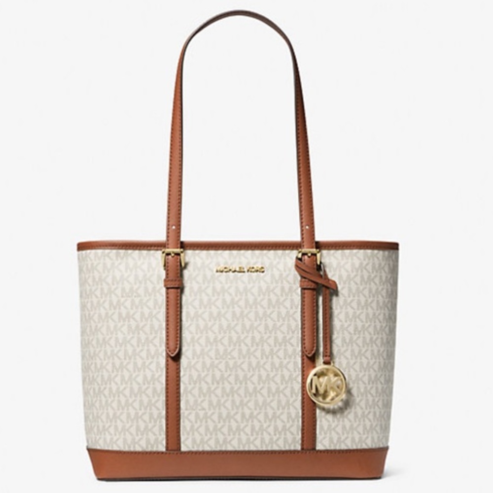 MICHAEL KORS
Jet Set Travel Small Logo Top-Zip Tote Bag VANILLA SIGNAT/LUGGAGE - Picture 1 of 3